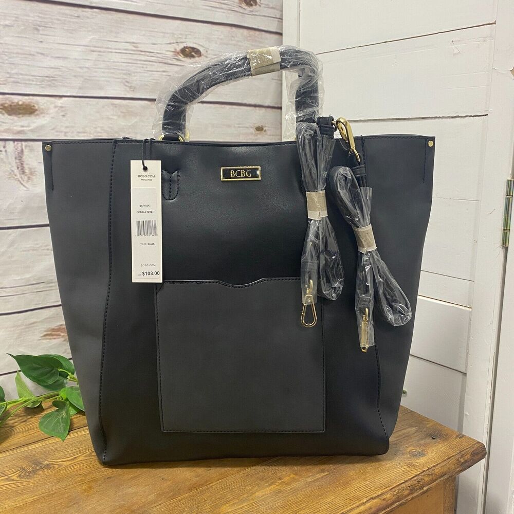 NWT BCBG Womens Carla Tote Shoulder Or Hand Bag Purse Black #BCF19242